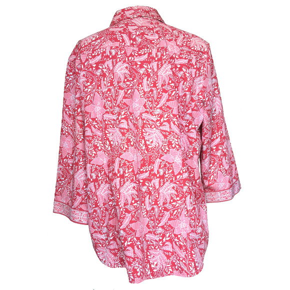Orvis Pink Floral 3/4 Sleeve Button Down Shirt 18 - Picture 4 of 5